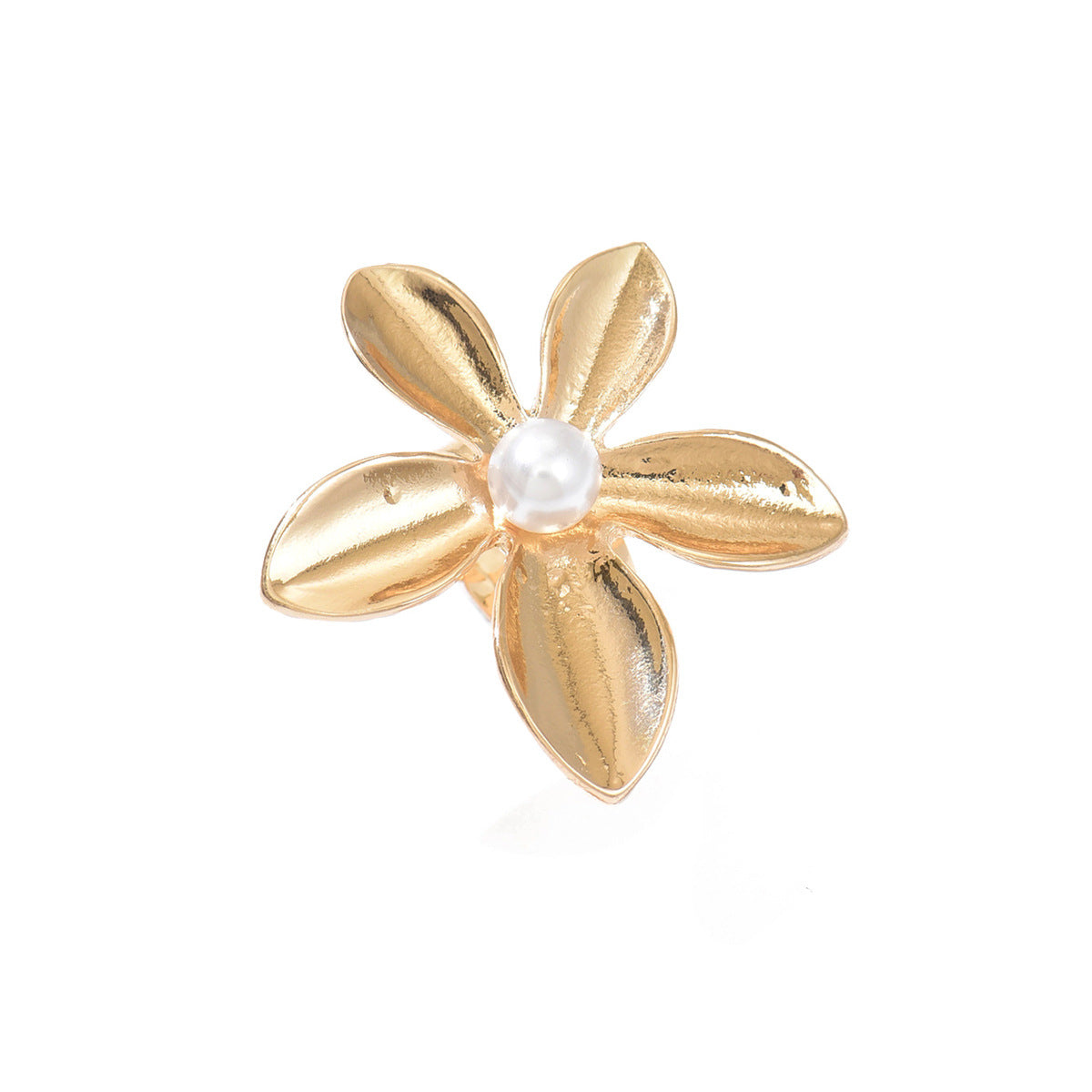 Gold Plated Seashell & Starfish Open Ring | Adjustable Coastal Jewelry