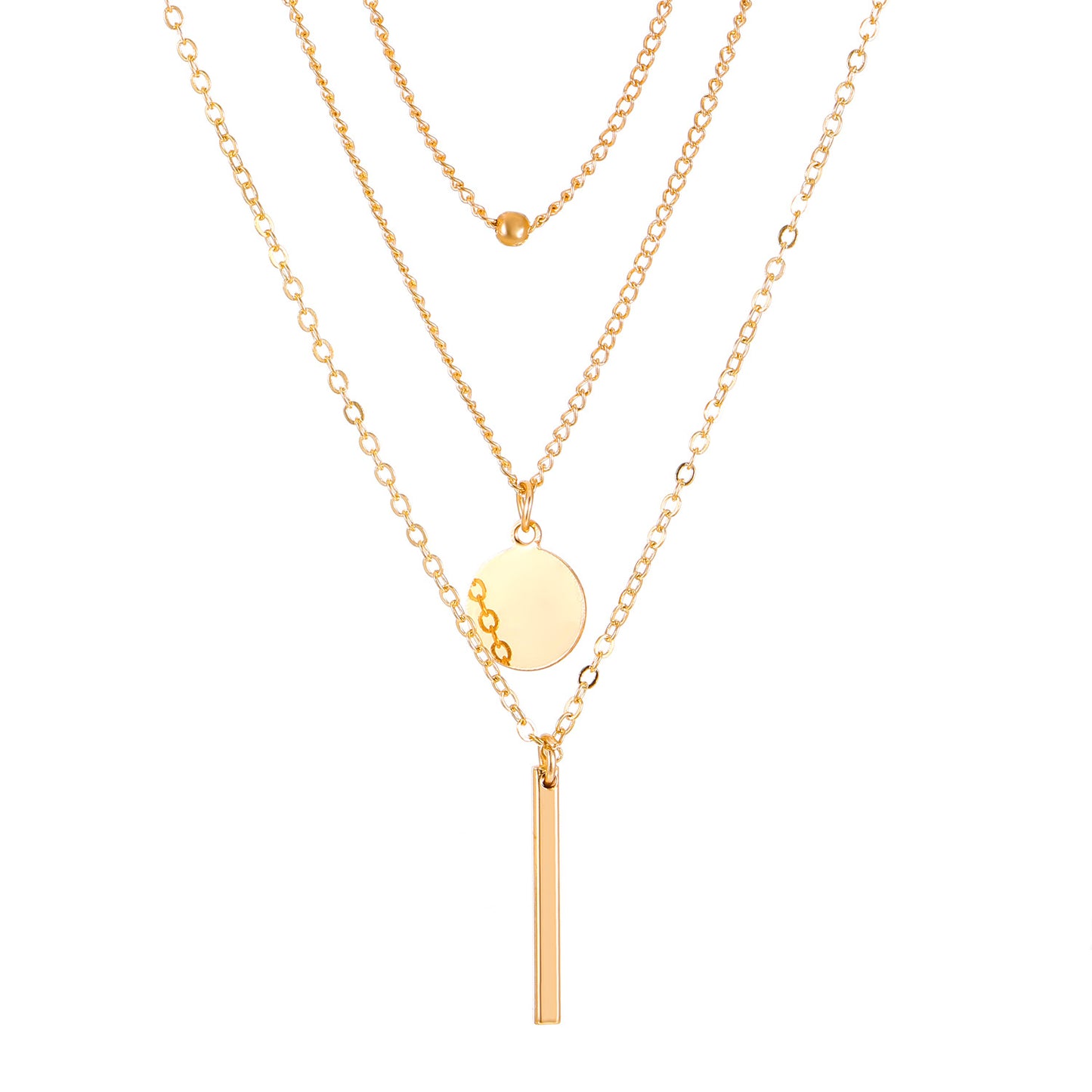 Layered Geometric Necklace | Boho Multi-Layer Gold & Silver Necklace