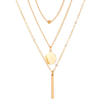 Layered Geometric Necklace | Boho Multi-Layer Gold & Silver Necklace