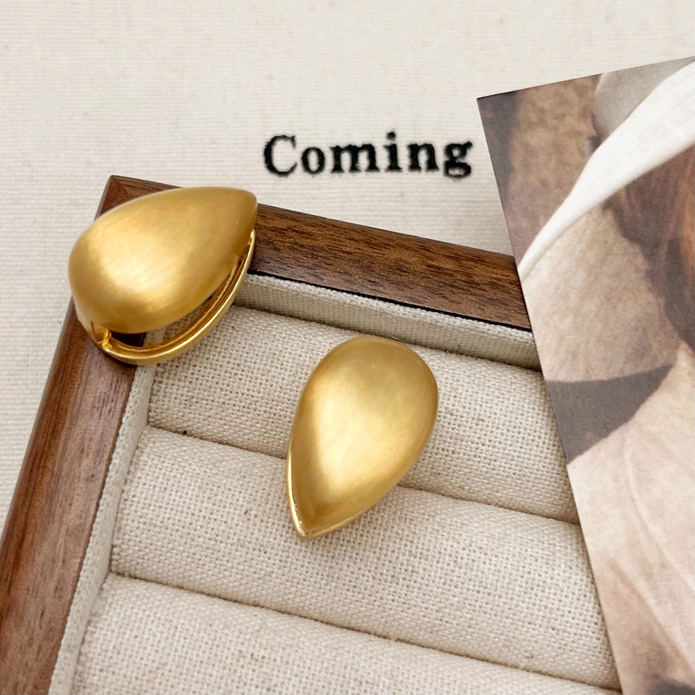 Brushed Gold Plated Earrings | Geometric Retro Styles with 925 Silver Posts