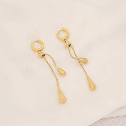 Gold-Plated Tassel Earrings & Necklace Set | Titanium Steel Jewelry