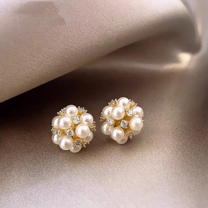 Gold Plated Floral Pearl Earrings | Hypoallergenic Stainless Steel Posts