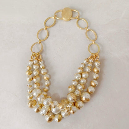 Layered Pearl Necklace Set | Magnetic Clasp Vintage Pearl Jewelry