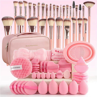 67-Piece Makeup Brush Set with Powder Puffs & Cosmetic Bag | Complete Kit