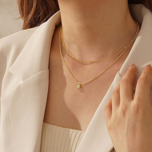 nitial Letter Layered Necklace | Gold & Silver Personalized Pendant