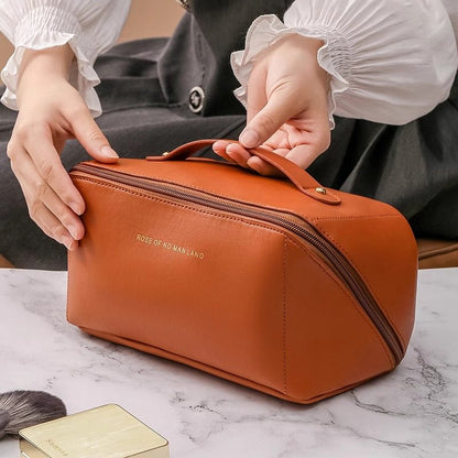 Large Capacity PU Leather Makeup Brush Bag | Portable Cosmetic Organizer