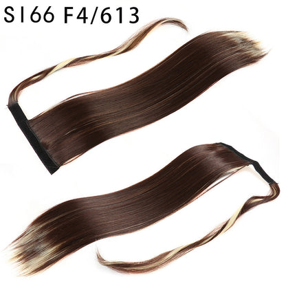 Velcro Ponytail Extension | 56cm Long Straight Synthetic Hair | 40+ Colours