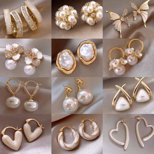 Gold Plated Floral Pearl Earrings | Hypoallergenic Stainless Steel Posts
