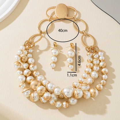 Layered Pearl Necklace Set | Magnetic Clasp Vintage Pearl Jewelry