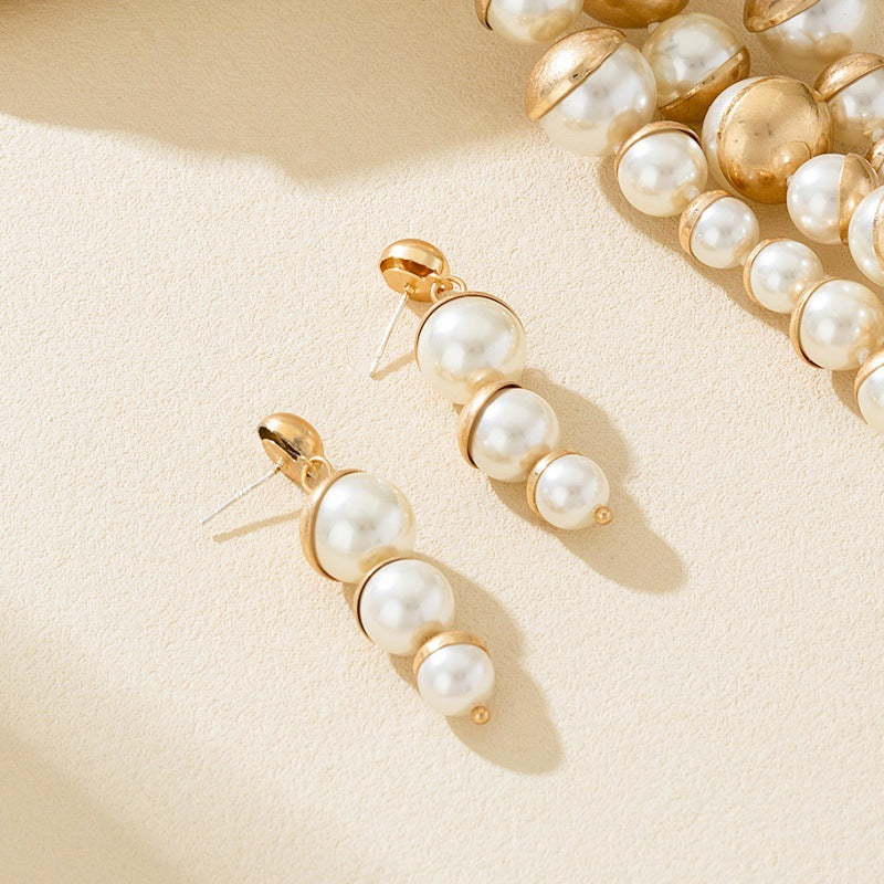 Layered Pearl Necklace Set | Magnetic Clasp Vintage Pearl Jewelry