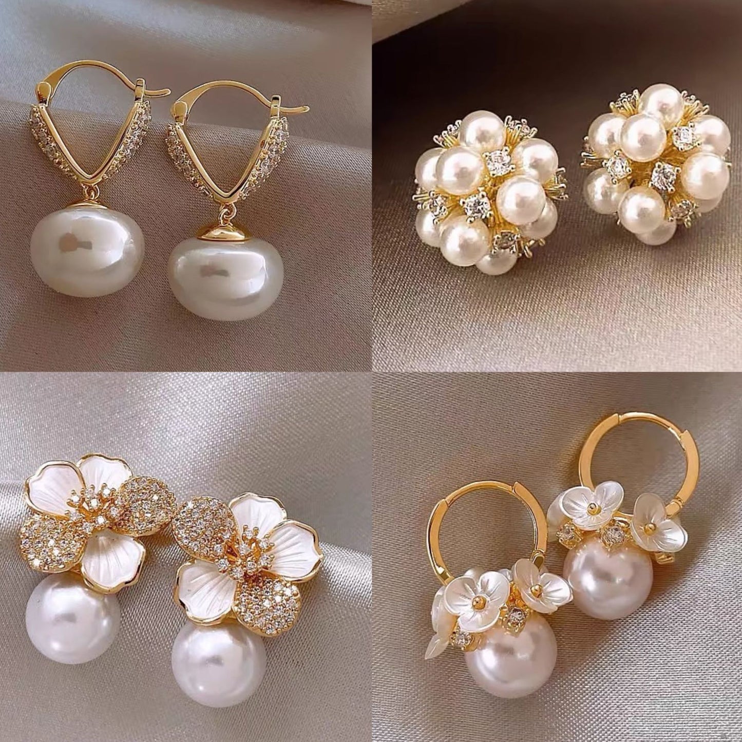 Gold Plated Floral Pearl Earrings | Hypoallergenic Stainless Steel Posts