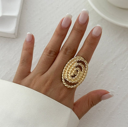 Gold Plated Seashell & Starfish Open Ring | Adjustable Coastal Jewelry