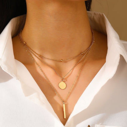 Layered Geometric Necklace | Boho Multi-Layer Gold & Silver Necklace