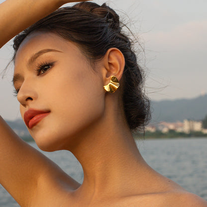 18K Gold Plated Geometric Earrings | Asymmetrical Statement Earrings