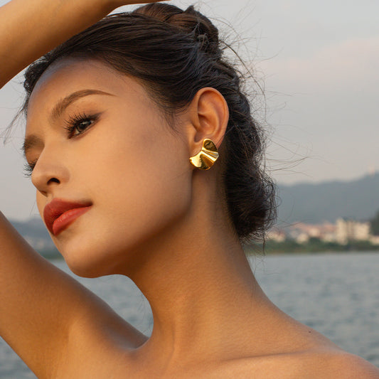 18K Gold Plated Geometric Earrings | Asymmetrical Statement Earrings