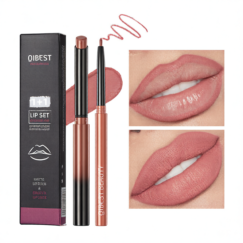 Nude Matte Lip Liner & Lipstick Set | Waterproof Long-Lasting Velvet Finish