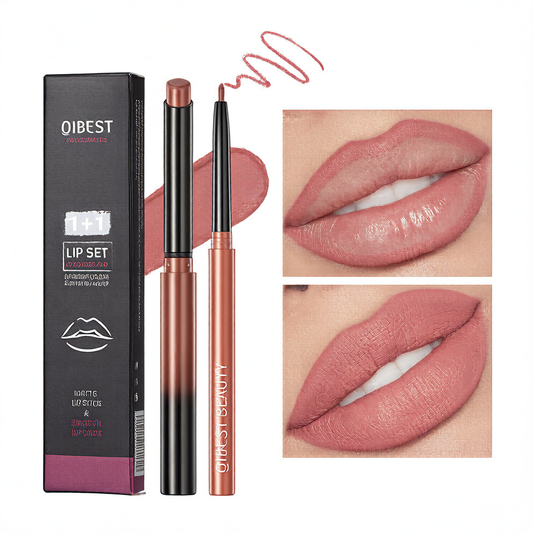 Nude Matte Lip Liner & Lipstick Set | Waterproof Long-Lasting Velvet Finish