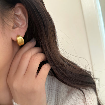 Brushed Gold Plated Earrings | Geometric Retro Styles with 925 Silver Posts