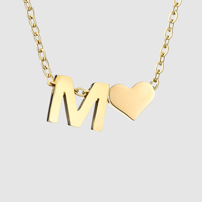 Initial Letter Heart Charm Necklace & Bracelet Set | Gold & Silver