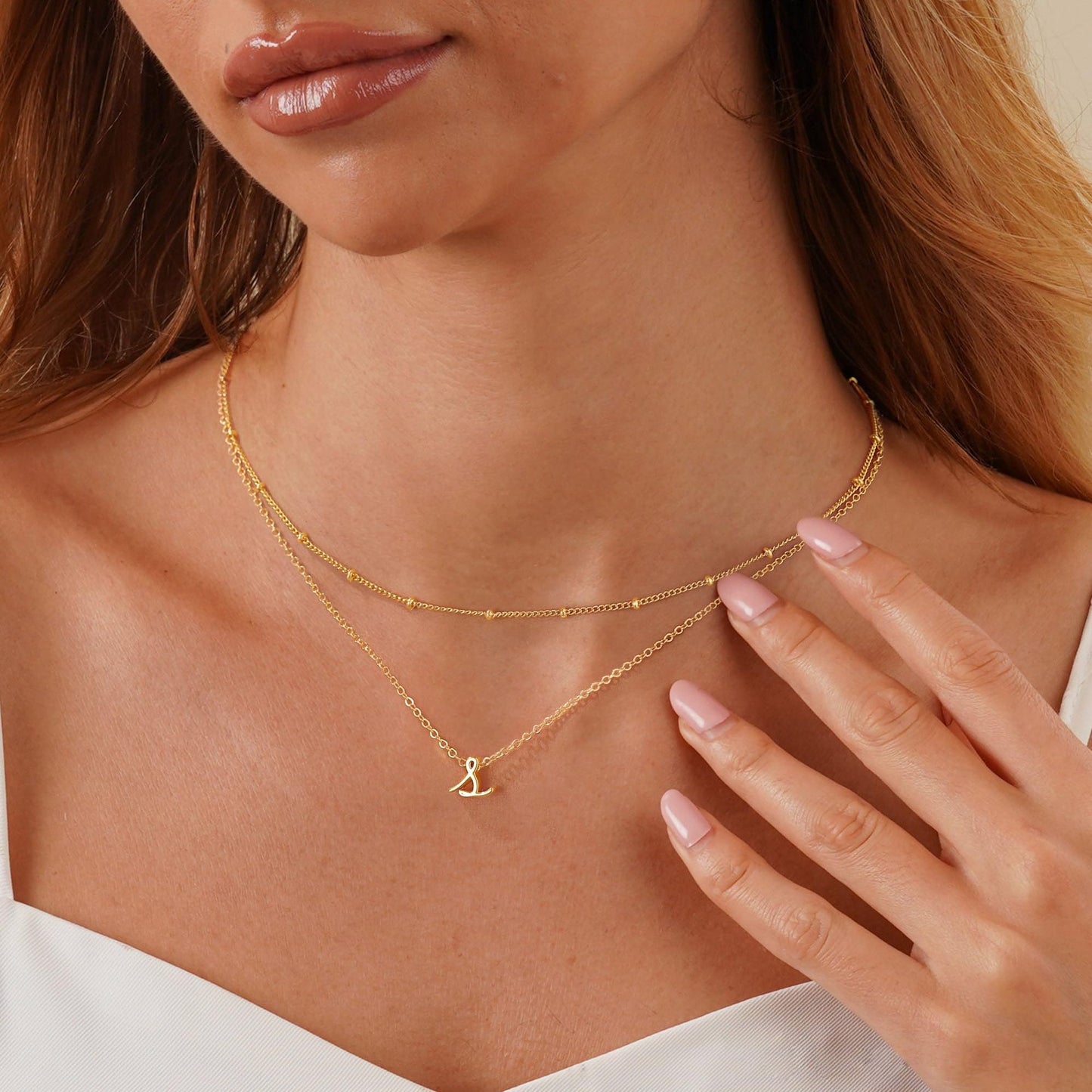 nitial Letter Layered Necklace | Gold & Silver Personalized Pendant