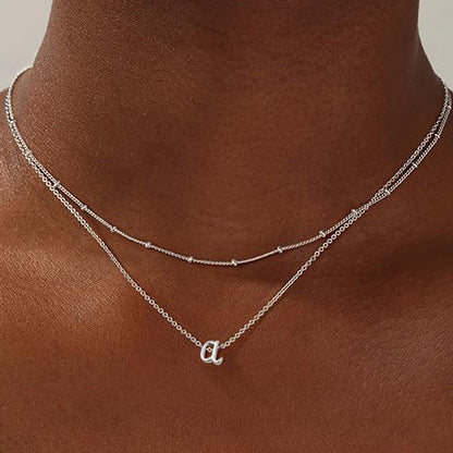 nitial Letter Layered Necklace | Gold & Silver Personalized Pendant