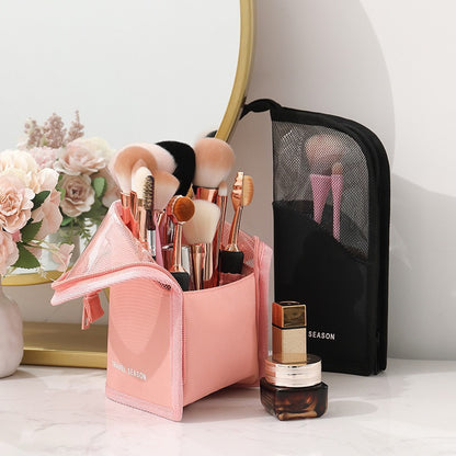 Portable Waterproof Makeup Brush Organizer Bag | Antibacterial PVC Case
