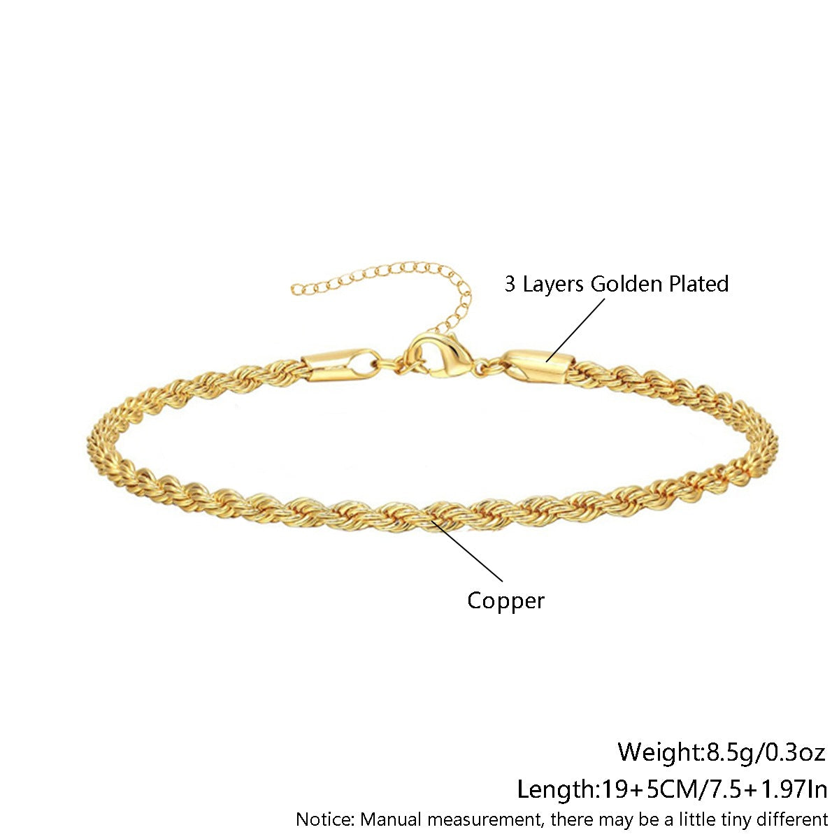 Stackable Gold Plated Chain Bracelet Set | 5 Styles Cuban Snake Twist
