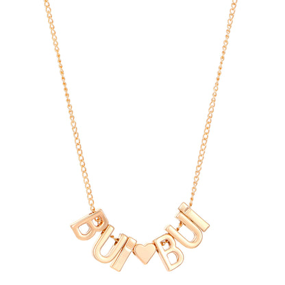 Initial Letter Heart Charm Necklace & Bracelet Set | Gold & Silver
