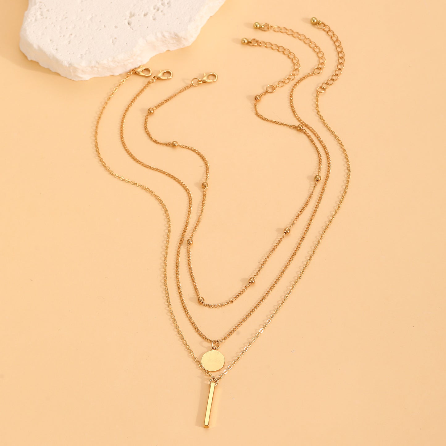 Layered Geometric Necklace | Boho Multi-Layer Gold & Silver Necklace