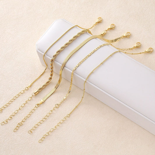 Stackable Gold Plated Chain Bracelet Set | 5 Styles Cuban Snake Twist