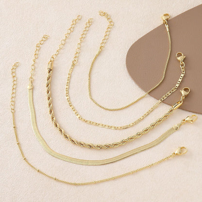 Stackable Gold Plated Chain Bracelet Set | 5 Styles Cuban Snake Twist