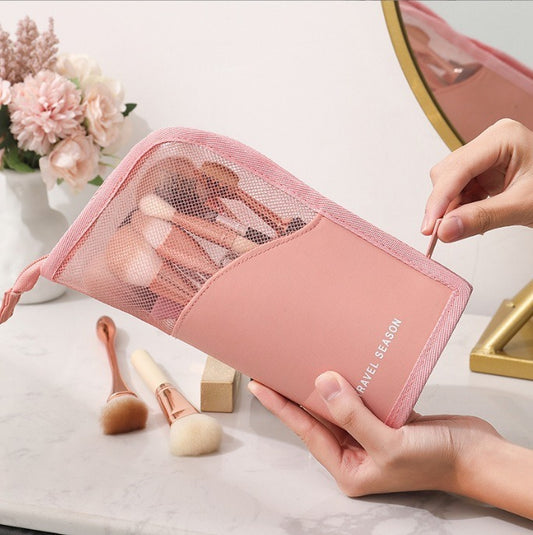 Portable Waterproof Makeup Brush Organizer Bag | Antibacterial PVC Case