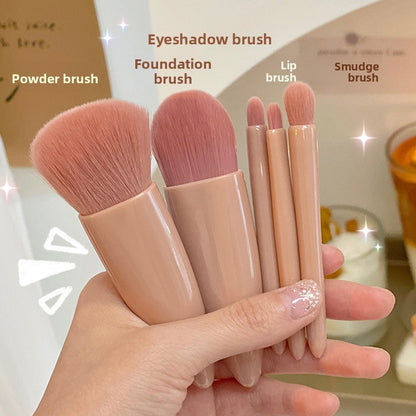 Portable 5-Piece Travel Makeup Brush Set with Mirror Case