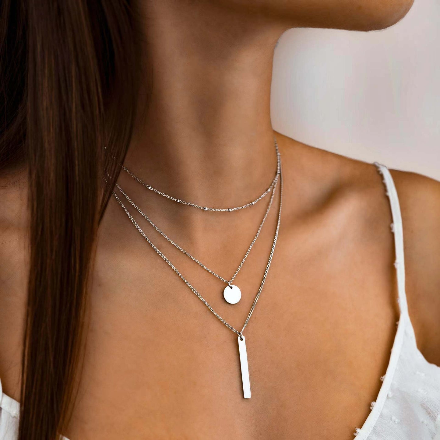 Layered Geometric Necklace | Boho Multi-Layer Gold & Silver Necklace
