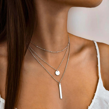 Layered Geometric Necklace | Boho Multi-Layer Gold & Silver Necklace