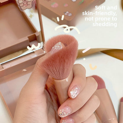 Portable 5-Piece Travel Makeup Brush Set with Mirror Case