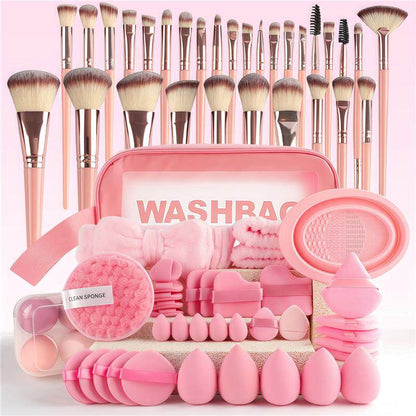 67-Piece Makeup Brush Set with Powder Puffs & Cosmetic Bag | Complete Kit