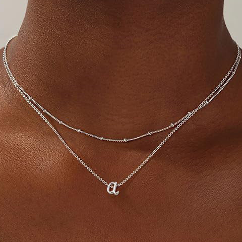 nitial Letter Layered Necklace | Gold & Silver Personalized Pendant