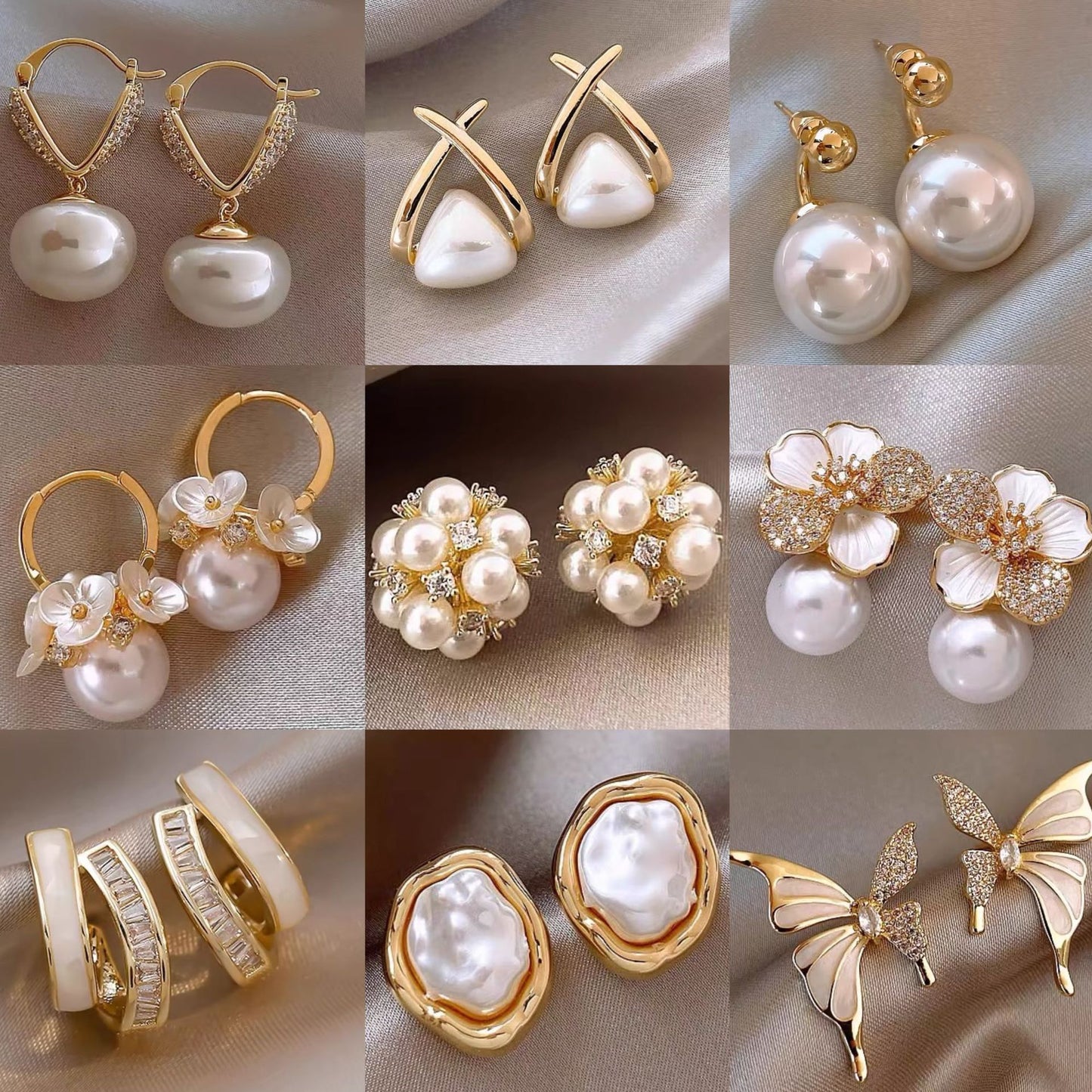 Gold Plated Floral Pearl Earrings | Hypoallergenic Stainless Steel Posts