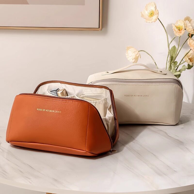 Large Capacity PU Leather Makeup Brush Bag | Portable Cosmetic Organizer