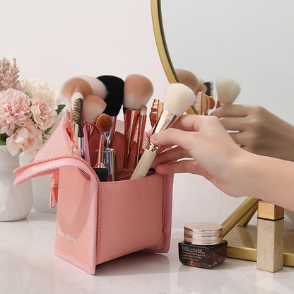Portable Waterproof Makeup Brush Organizer Bag | Antibacterial PVC Case