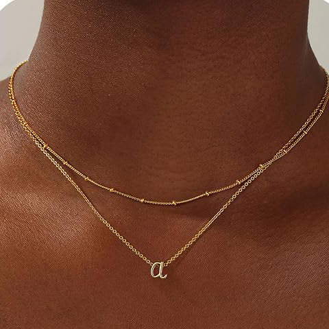 nitial Letter Layered Necklace | Gold & Silver Personalized Pendant