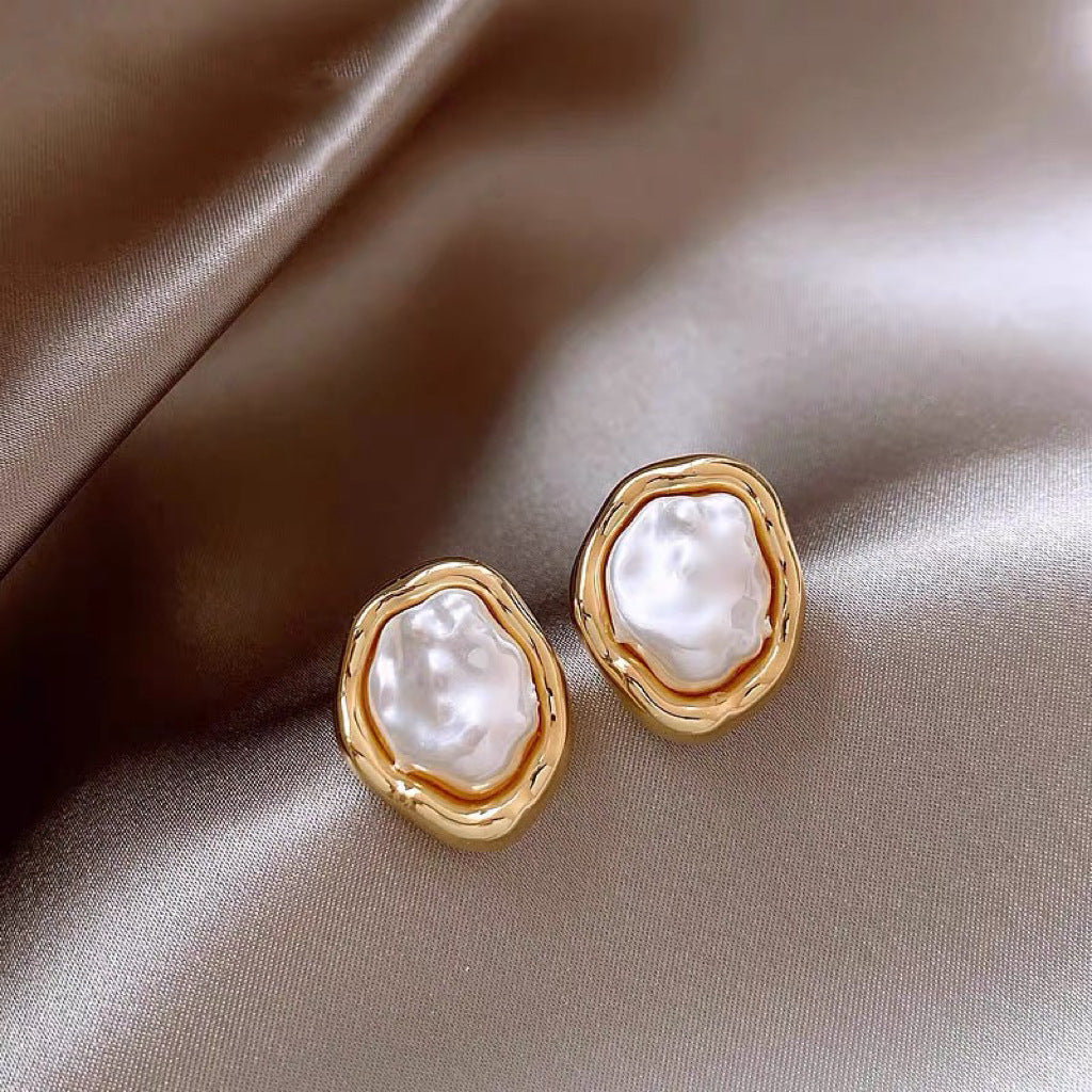 Gold Plated Floral Pearl Earrings | Hypoallergenic Stainless Steel Posts
