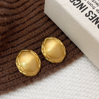 Brushed Gold Plated Earrings | Geometric Retro Styles with 925 Silver Posts