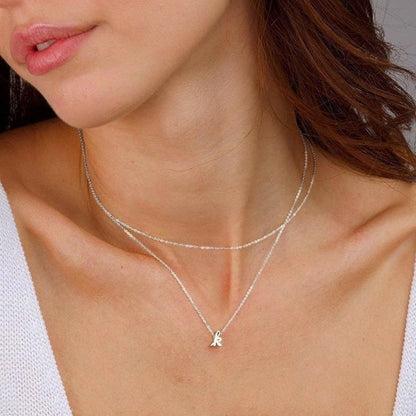 nitial Letter Layered Necklace | Gold & Silver Personalized Pendant
